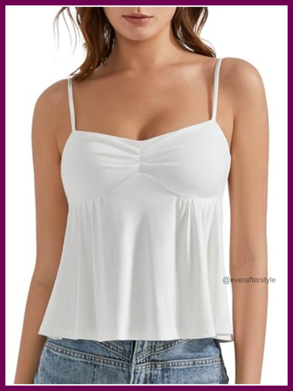 Peplum Camisole Tank Top Built in Bra Sleeveless Square Neck